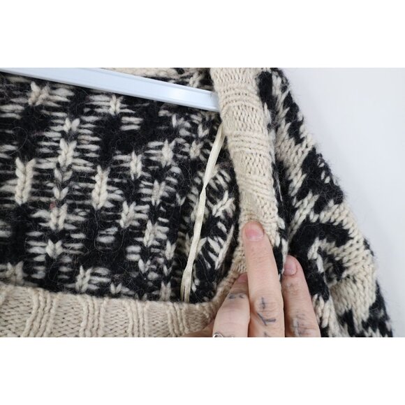 Vtg Y2K American Eagle Womens Medium Babydoll Snowflake Wool Alpaca Knit Sweater - Picture 8 of 11